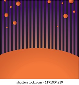 purple and orange with black stripe background and ball design for halloween party and magic