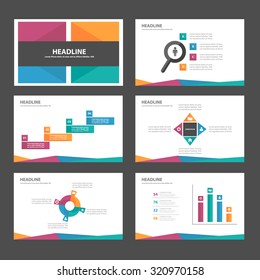 Roxo laranja azul verde Multipurpose Elementos infográficos e modelo de apresentação de ícone design plano conjunto para publicidade folheto folheto de folheto de marketing