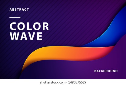 Purple, orange and blue liquid color background. Dynamic textured geometric element. Modern gradient light vector illustration.