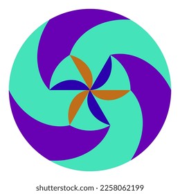 purple orange blue turquoise spin spiral illusion design pattern vector illustration