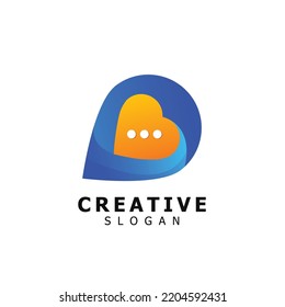 Plantilla de logotipo de chat púrpura y naranja