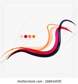 Purple and orange color lines on white, abstract background