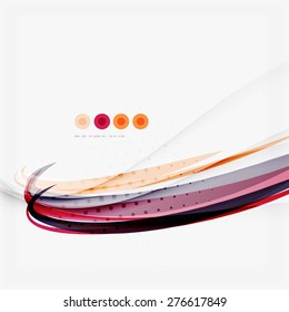 Purple and orange color lines on white, abstract background