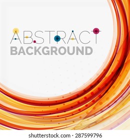 Purple and orange color lines on white, abstract background