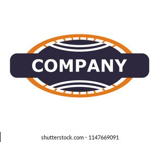 purple and orange color oval world stamp logo design illustration template. vintage stamp style. shape like globe world map with orbital road.