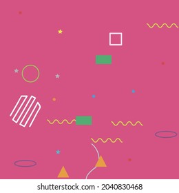 Purple Orange Colorful Modern Style Simple Hipster Art. Pink Green Red Ornamental Fabrics. Simple Grey Multicolor Vector Background. Yellow Violet Blue Digital Geometrical Art Illustration.