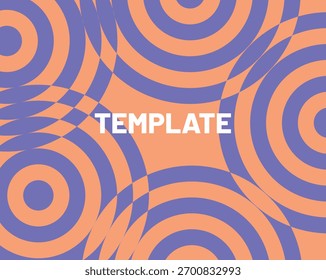 Círculos concéntricos púrpura y naranja Fondo de patrón Abstractas Vibrante Op Art Plantilla de Vector geométrico