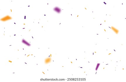 Purple and orange confetti, ribbon banner, isolated on transparent background