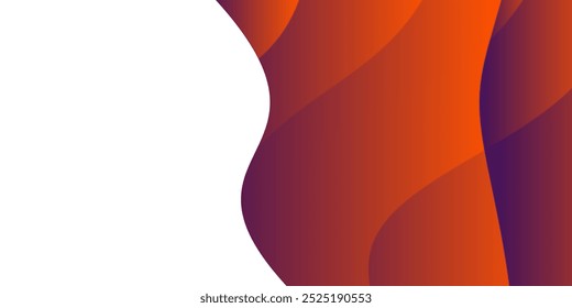 Purple and orange curved shapes on white background. Suitable for use as backdrop, presentation, cover, banner, etc.