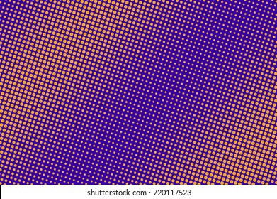 Purple and orange dotted halftone vector background. Ink dots gradient halftone pattern. Retro style halftone banner template. Diagonal neon dotted pattern. Abstract dotted backdrop. Pop art design