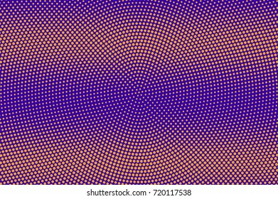 Purple and orange dotted halftone vector background. Small dots gradient halftone pattern. Retro style halftone banner template. Frequent dotted pattern. Abstract dotted backdrop. Pop art design