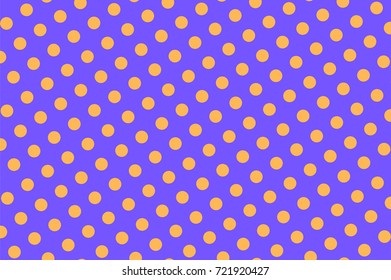 Purple orange dotted halftone vector background. Playful color palette halftone banner template. Vintage circus invitation backdrop. Purple dotted pattern. Sparse dotted ornament. Polka dot design
