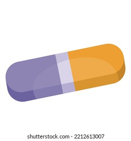 purple and orange eraser, top view, isolated object on white background, vector illustration, eps.