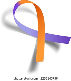 purple and orange february ribbon in brazil with shadow