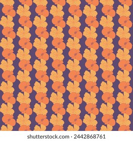 Purple Orange Floral Seamless Pattern