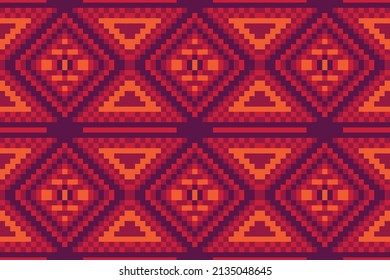 Purple and Orange Geometric ethnic pattern seamless color oriental. seamless pattern. Design for fabric, curtain, background, carpet,wallpaper, clothing, wrapping, Batik, fabric,Vector illustration