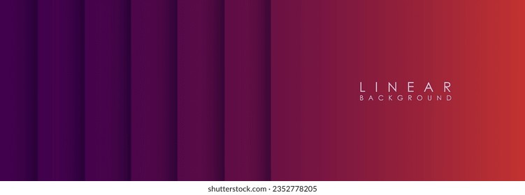 Purple and orange gradient. Abstract, linear, geometric background with vertical shadows. Modern vector banner.