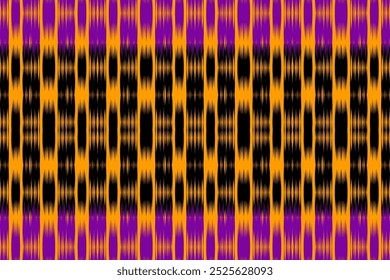 Purple and Orange Ikat Diamond Pattern for Bohemian Fashion, Artistic Decor, and Festival-Themed Craft Creations.