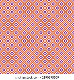 Purple and orange layer square pattern. Colorful 45-degree maze square pattern on white background. Diagonal lines and squares.