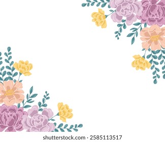 Purple and Orange Rose Flower Border