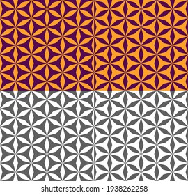 Patrón transparente morado y anaranjado con polígono. Ornamento geométrico de estilo étnico, árabe, turco. Textura monocromática vectorial para fondo, fondo, tela, textil, papel tapiz. Inversión de color.