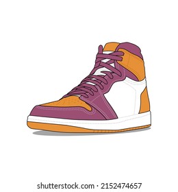Purple Orange Sneaker Shoe Vector Illustration