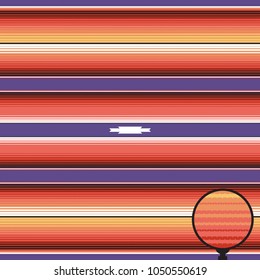 Purple Orange Southwestern Blanket Stripes Seamless Vector Pattern. Serape Textile Texture. Ethnic Rug. Boho Background. Ultra Violet - 2018 Color Of The Year. 