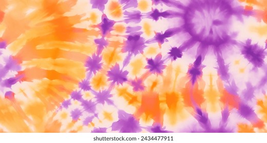 Purple and orange tie dye pattern seamless  , Colorful tie dye pattern abstract background. Tie Dye two Tone. Abstract batik brush seamless and repeat pattern design.