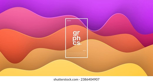 Ola morada y naranja. Resumen de corte de papel. Olas de colores abstractas. Banderas onduladas. Diseño geométrico de color. Cortado de papel de onda. Vector Eps10