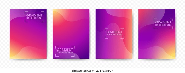 purple, orange, yellow gradient background on transparent background(PNG). A4 size template. Vector illustration of abstract 4 shapes. 
