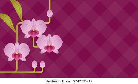 Purple orchid flower vector background with copy space flat design floral template for luxury design