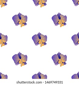 Purple Orchid. Vector illustration. Seamless background pattern. Floral botanical flower. Wild leaf wildflower isolated. Exotic tropical hawaiian jungle. Fabric wallpaper print texture.
