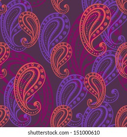 Purple oriental vector seamless pattern