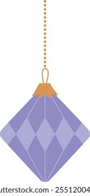 A purple ornament hanging from a string
