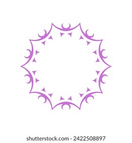 Purple ornamental circular pattern on white background. Card template design. Decorative vector frame.