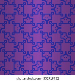 Purple ornamental seamless pattern background in zig-zag style. Flat medley repeatable backdrop. Vivid, graphic design for game, fabric, curtain or other purpose.
