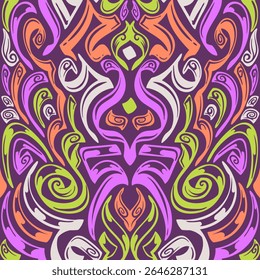 Purple Ornamental Swirl Flame Pattern Design