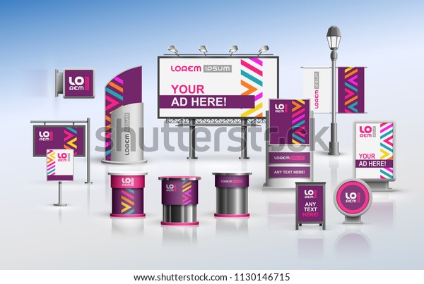 Immagine Vettoriale Stock A Tema Design Pubblicitario Esterno Viola Per L Identita Royalty Free