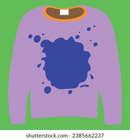 The purple outfit in front of the background and the blue paint pattern in front of it