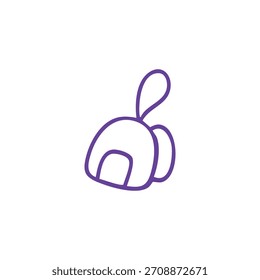 Esquema púrpura de una Pequeña mochila o bolso sobre un fondo blanco liso.