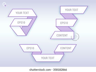 Purple Outlined Origami Labels Set Illustration for Your Promotion