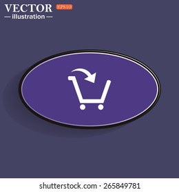 Purple oval button on purple background with shadow.  put in shopping cart , vector illustration, EPS 10