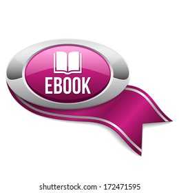 Purple oval electronic book button with ribbon