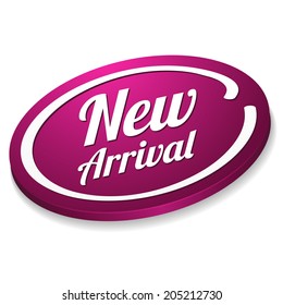 Purple Oval New Arrival Button On White Background