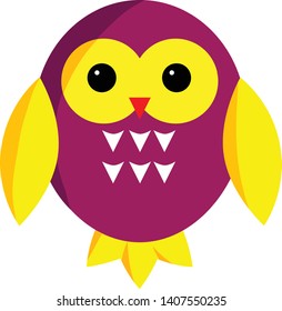 Purple owl cartoon character. Vector illustration. For teaching media, making books for children.