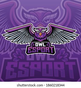 purple owl e-sport logo gaming