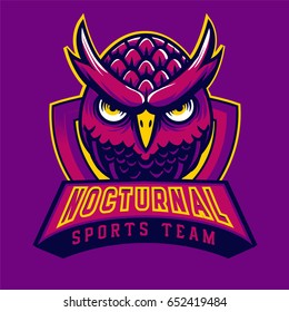 purple owl mascot logo