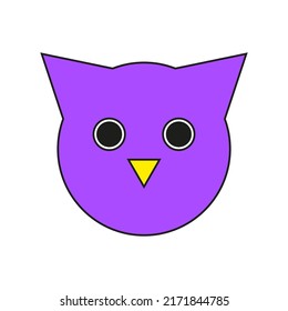 Purple owl on white background. Funny cartoon character. Vector illustration. stock image.