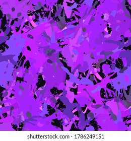 Purple paint seamless pattern, abstract multicolor vector background. Colorful design wallpaper for textile, fabric, wrapping paper.