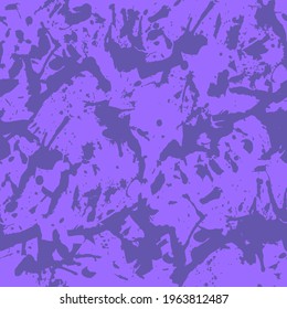 Purple paint splashes seamless pattern, abstract multicolor vector background. Colorful design wallpaper.